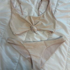 Frankie's Bikinis Ribbed Cream Bikini Set